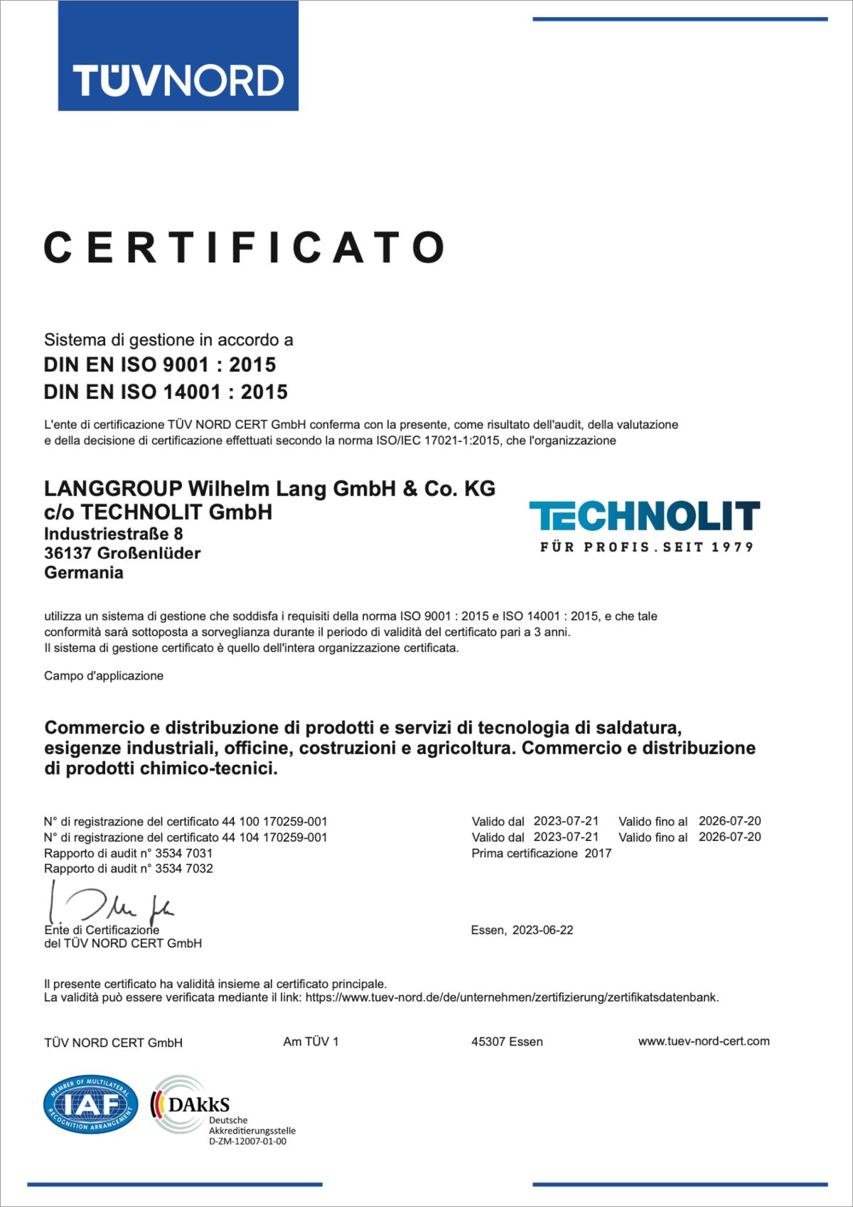 Dokument - Qualitätsmanagement - ISO Zertifikat I